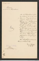 k.k. naturhistorisches Hofmuseum, Intendanzakten 1885-1896 (Hauer), Aktenzahl Z.106.a/1889, Seite 1